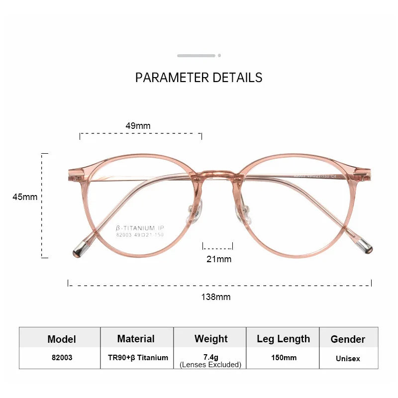 Gmei Women's Full Rim Oval Square Tr 90 β Titanium Eyeglasses 82003