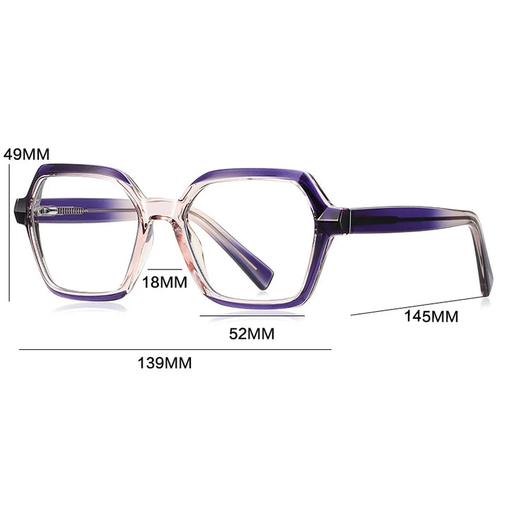 Gatenac Women's Full Rim Polygon Tr 90 Titanium Reading Glasses G2162