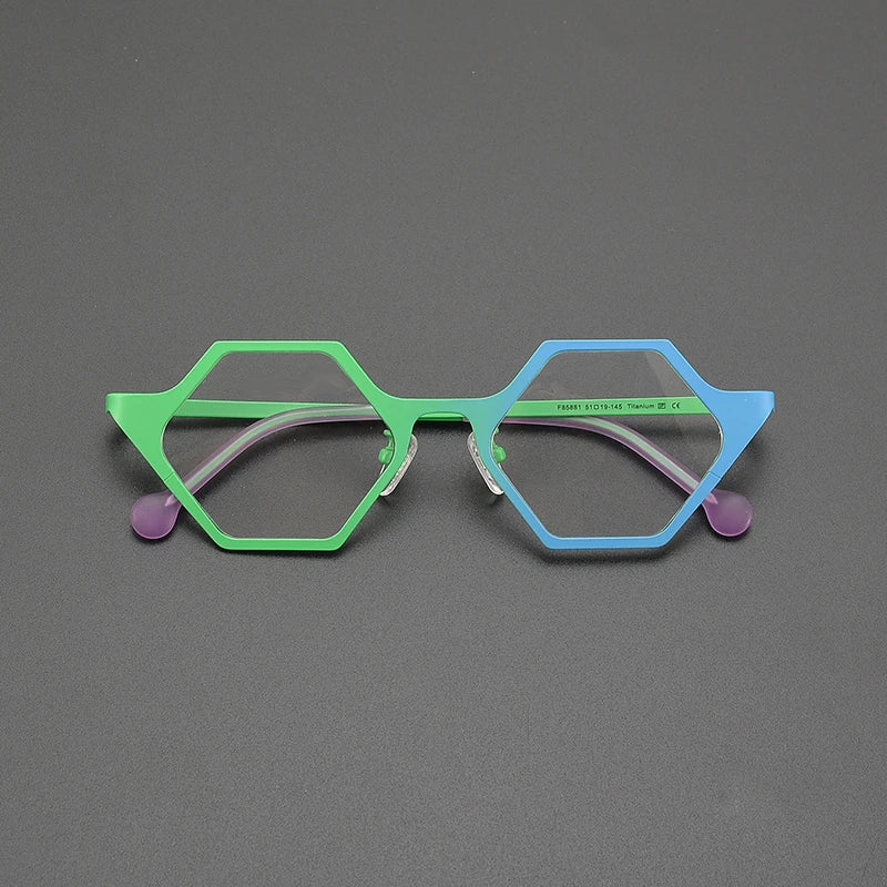 Nobler Women's Full Rim Polygon Cat Eye Titanium Eyeglasses 185881 Full Rim Nobler C1