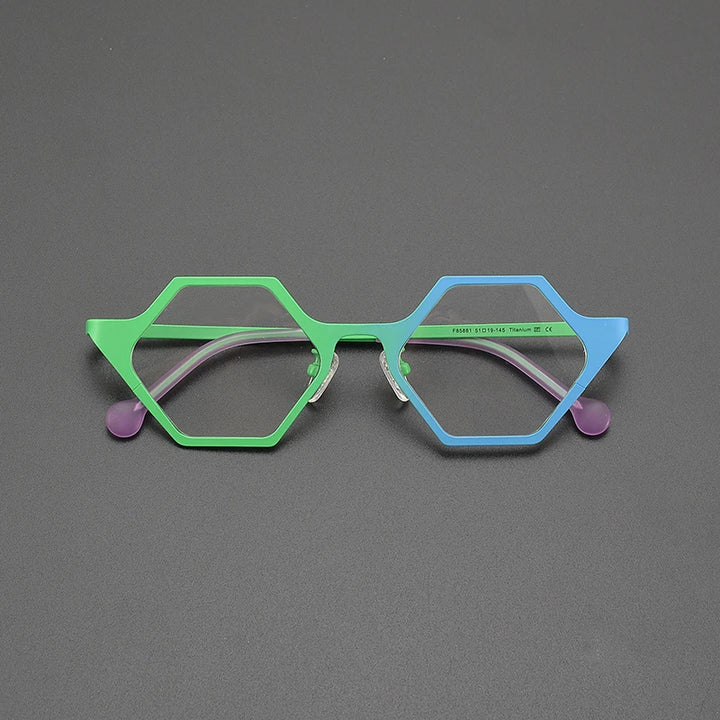 Nobler Women's Full Rim Polygon Cat Eye Titanium Eyeglasses 185881 Full Rim Nobler C1