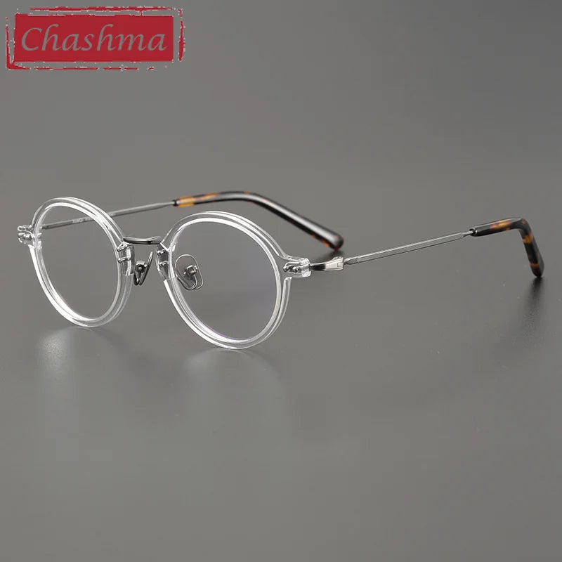Chashma Ottica Unisex Full Rim Round Acetate Eyeglasses 2616 Full Rim Chashma Ottica Transparent  