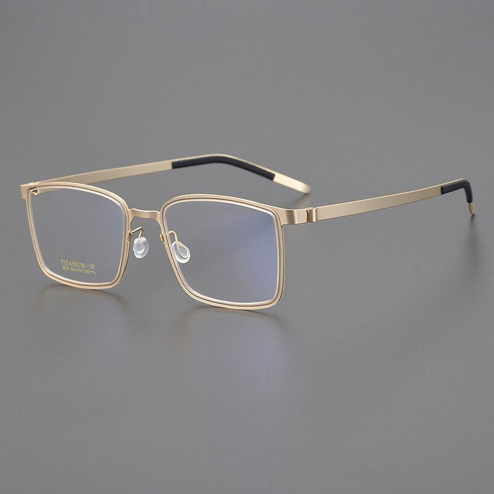 Bclear Unisex Full Rim Square Titanium Eyeglasses My9916 Full Rim Bclear Gold