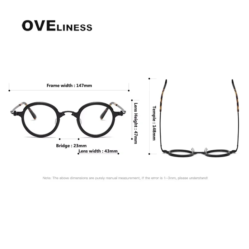 Oveliness Unisex Full Rim Round Acetate Titanium Eyeglasses 75899