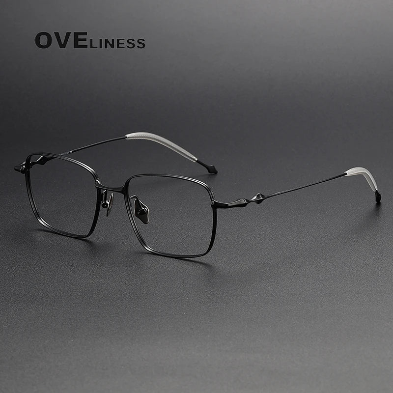Oveliness Unisex Full Rim Square Titanium Eyeglasses 4118 Full Rim Oveliness black