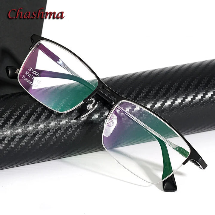 Chashma Ochki Men's Semi Rim Square Titanium Eyeglasses 316009