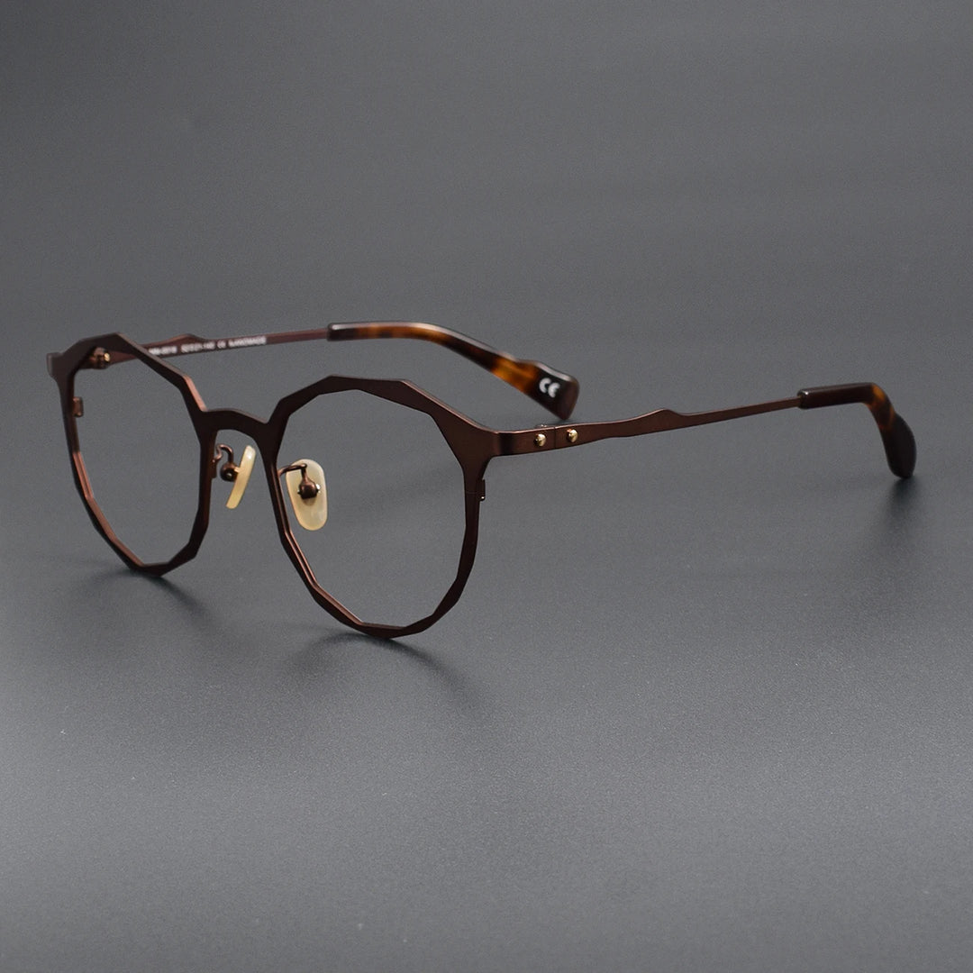 Muzz Unisex Full Rim Polygon Round Titanium Eyeglasses 620018