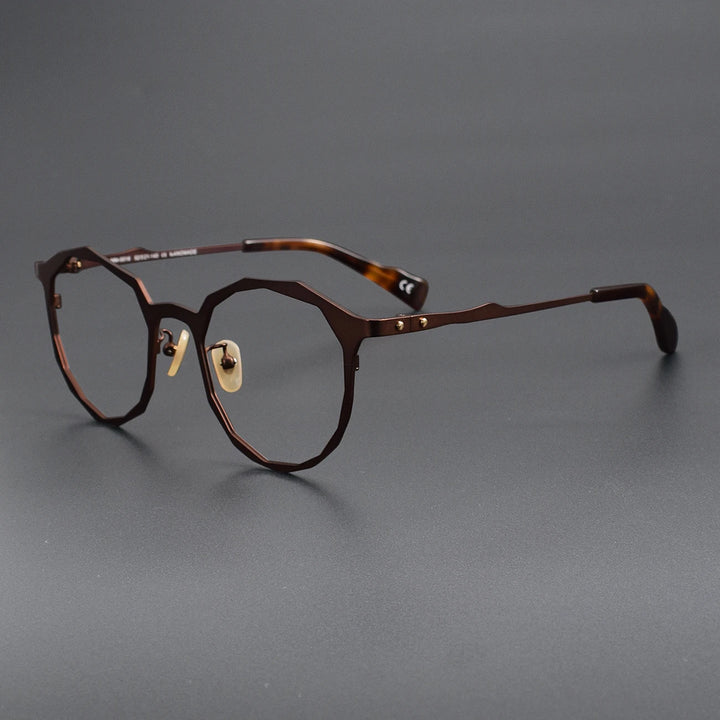 Muzz Unisex Full Rim Polygon Round Titanium Eyeglasses 620018