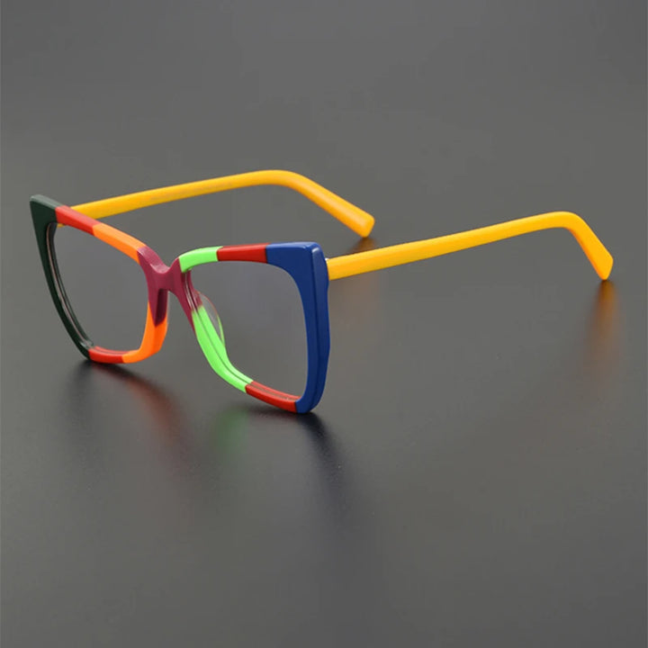 Nobler Unisex Full Rim Irregular Cat Eye Acetate Eyeglasses 19335 Full Rim Nobler C3