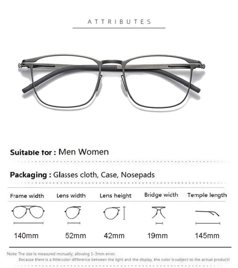 Aimee Unisex Full Rim Square Screwless Steel Eyeglasses 11942