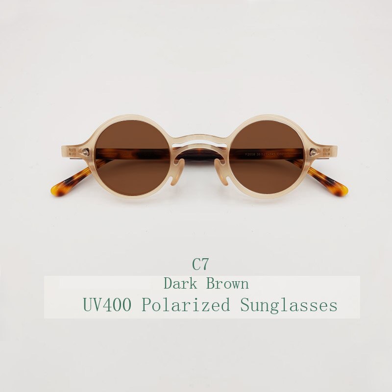 Yujo Unisex Full Rim Small Round Titanium Acetate Eyeglasses Or Polarized Sunglasses Full Rim Yujo C7 China