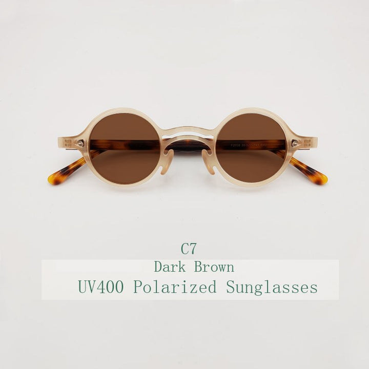 Yujo Unisex Full Rim Small Round Titanium Acetate Eyeglasses Or Polarized Sunglasses Full Rim Yujo C7 China