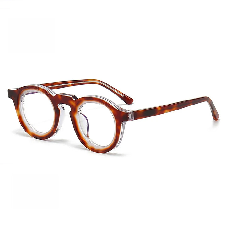 Black Mask Unisex Full Rim Round Acetate Eyeglasses 442721 Full Rim Black Mask Amber