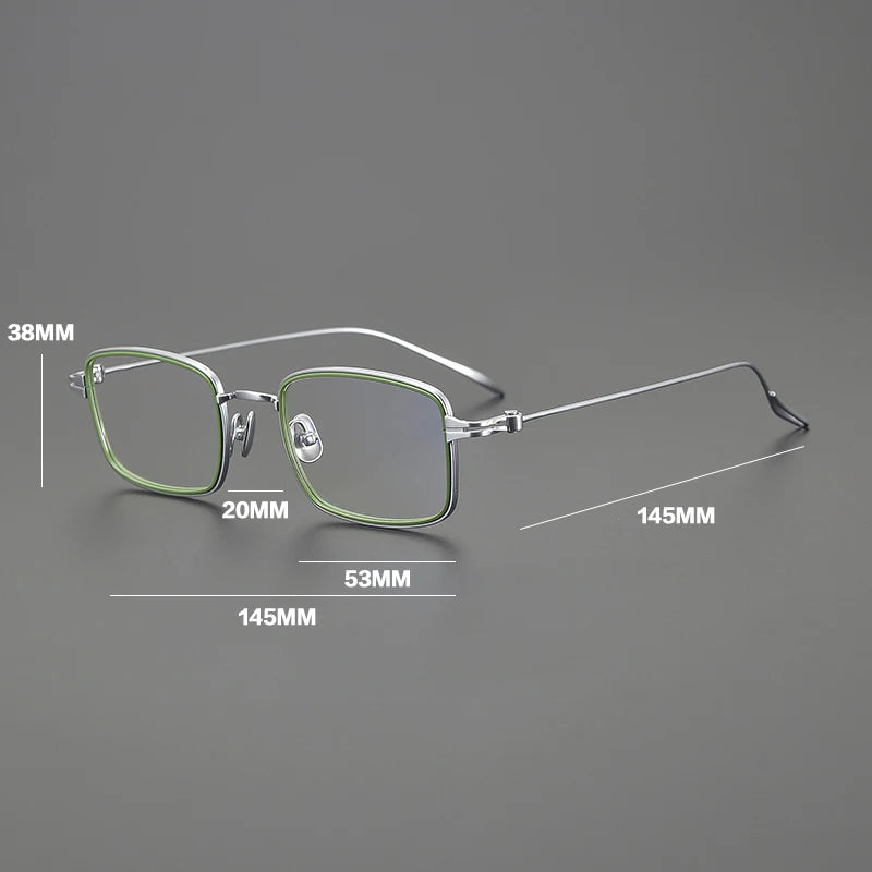 Gatenac Unisex Full Rim Square Acetate Titanium Eyeglasses Gxyj1571