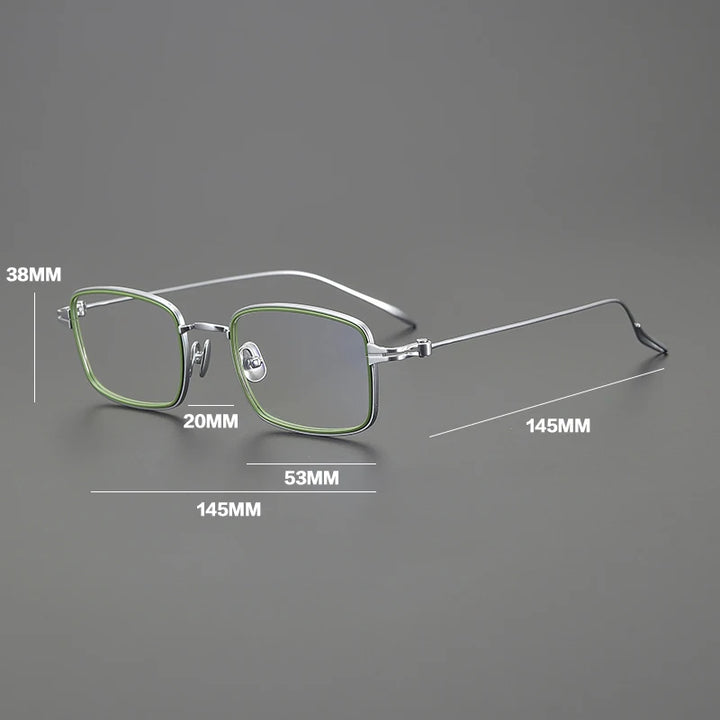Gatenac Unisex Full Rim Square Acetate Titanium Eyeglasses Gxyj1571