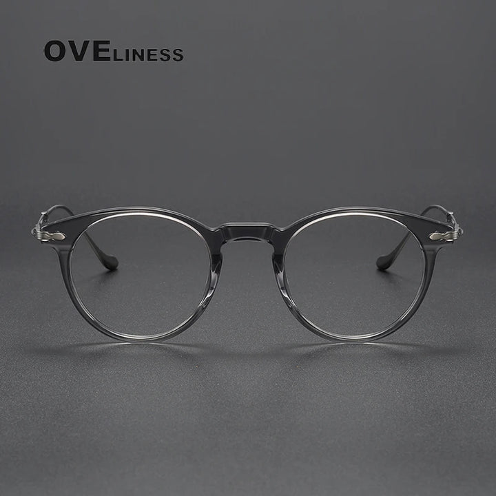 Oveliness Unisex Full Rim Round Acetate Titanium Eyeglasses 2056 Full Rim Oveliness