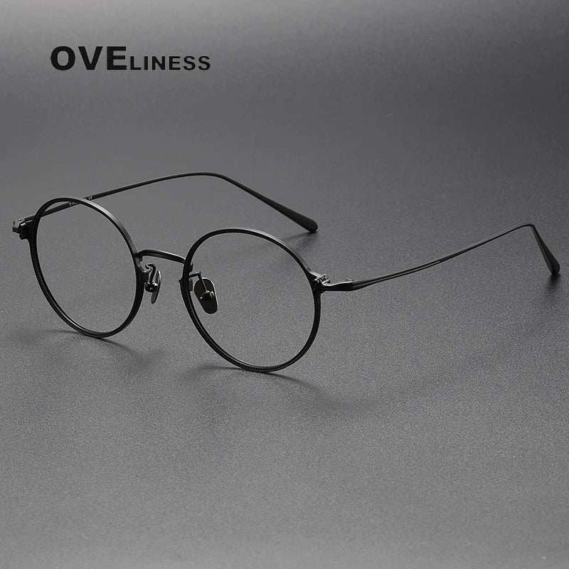 Oveliness Unisex Full Rim Round Titanium Eyeglasses C106 Full Rim Oveliness black  