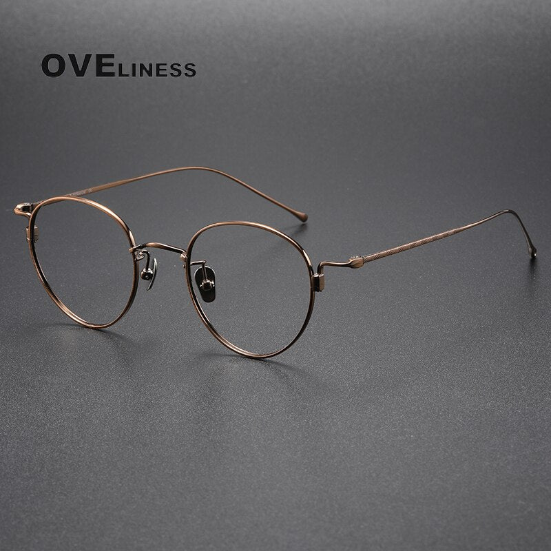 Oveliness Unisex Full Rim Round Titanium Eyeglasses 164 Full Rim Oveliness bronze