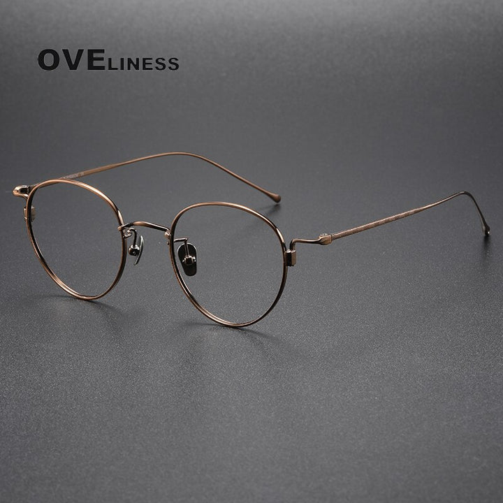 Oveliness Unisex Full Rim Round Titanium Eyeglasses 164 Full Rim Oveliness bronze