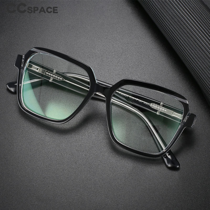 CCspace Unisex Full Rim Irregular Square Acetate Eyeglasses 56315 Full Rim CCspace