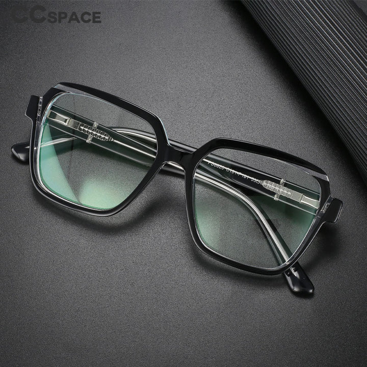 CCspace Unisex Full Rim Irregular Square Acetate Eyeglasses 56315 Full Rim CCspace