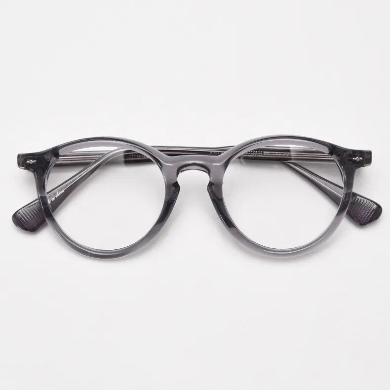 CCspace Unisex Full Rim Round Tr 90 Titanium Eyeglasses 57022 Full Rim CCspace C3Grey