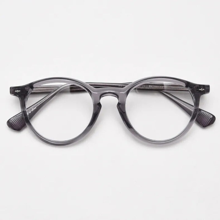 CCspace Unisex Full Rim Round Tr 90 Titanium Eyeglasses 57022 Full Rim CCspace C3Grey