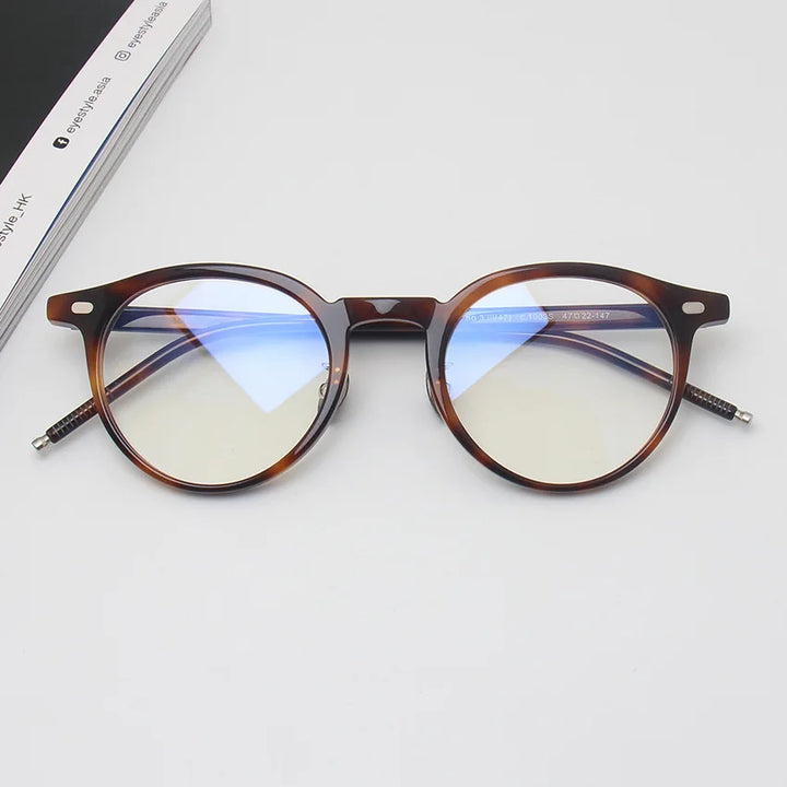 Black Mask Unisex Full Rim Round Acetate Eyeglasses 91443