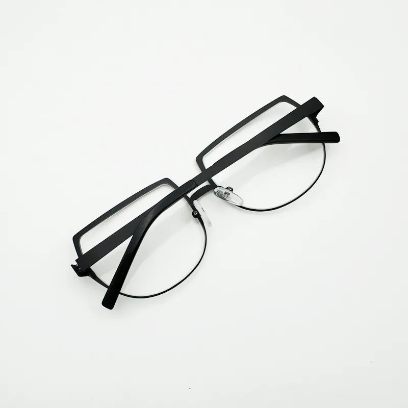 Yujo Unisex Full Rim Flat Top Round Stainless Steel Cosplay Eyeglasses Full Rim Yujo