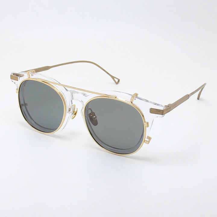 Black Mask Unisex Full Rim Round Acetate Eyeglasses Clip On Polarized Sunglasses 0213 With Clip Ons Black Mask