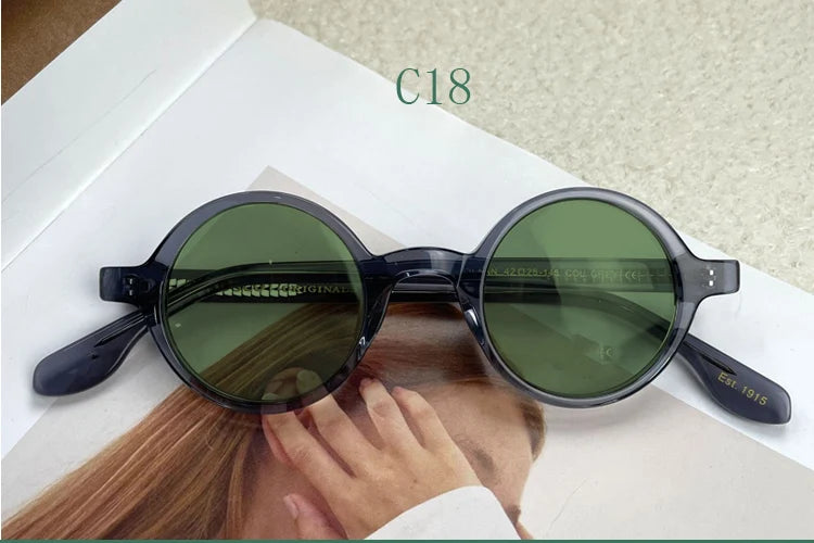 Yujo Unisex Full Rim Round Acetate Sunglasses 4225s Sunglasses Yujo C18 CHINA