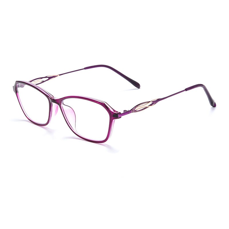 Yimaruili Women's Full Rim Square Tr 90 Alloy Hyperopic HD Reading Glasses 3603lh Reading Glasses Yimaruili Eyeglasses +100 Purple 