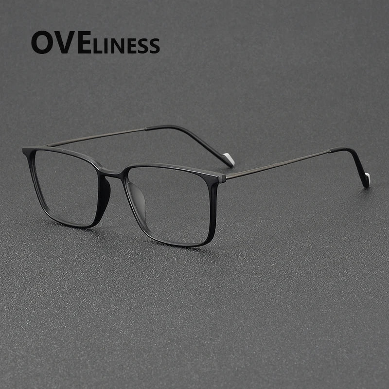 Oveliness Women's Full Rim Square Tr 90 Titanium Eyeglasses 92346 Full Rim Oveliness matt black