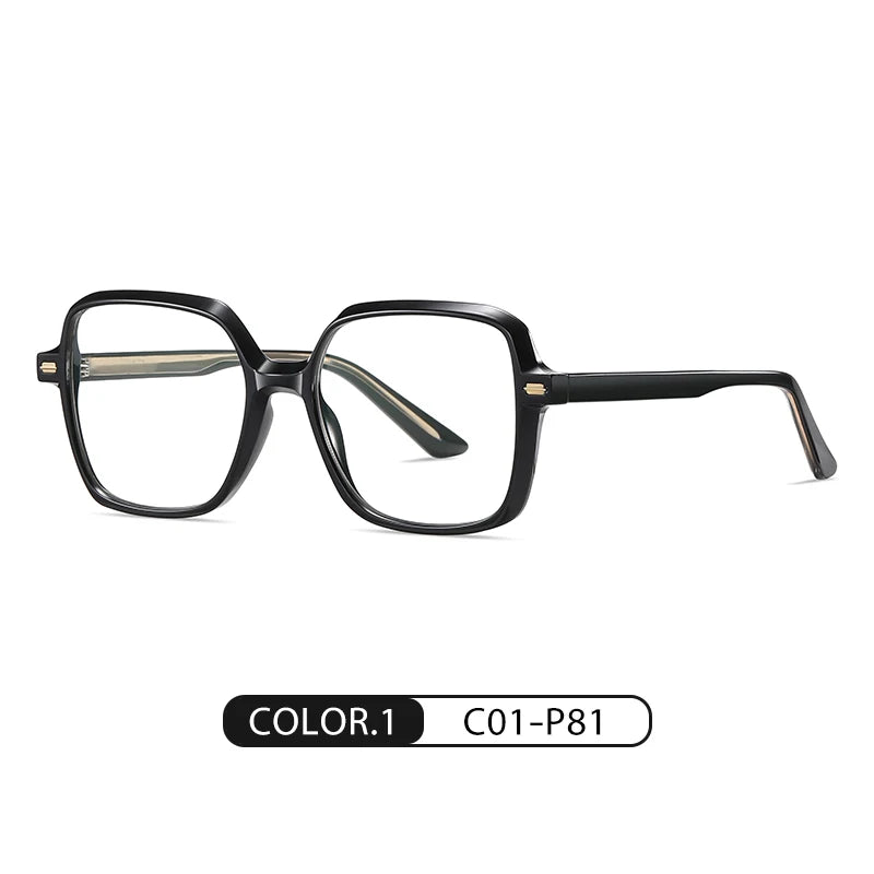 Gmei Women's Full Rim Square Acetate Tr 90 Eyeglasses C907 Full Rim Gmei Optical C01-P81