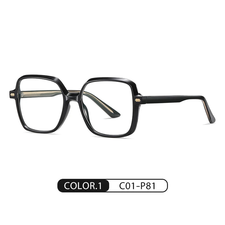 Gmei Women's Full Rim Square Acetate Tr 90 Eyeglasses C907 Full Rim Gmei Optical C01-P81
