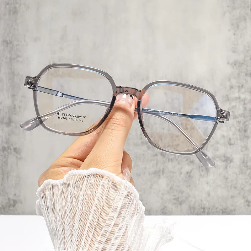 Xbora Women's Full Rim Polygonal Tr 90 Alloy Eyeglasses 42169