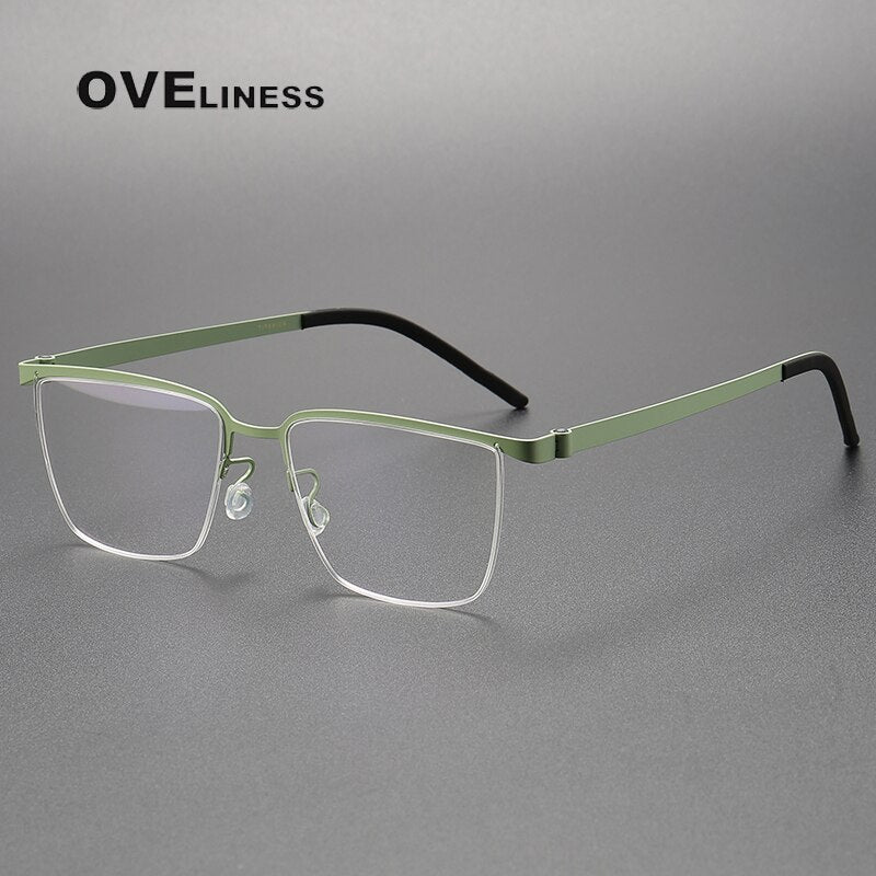Oveliness Unisex Semi Rim Square Screwless Titanium Eyeglasses 7420 Semi Rim Oveliness   
