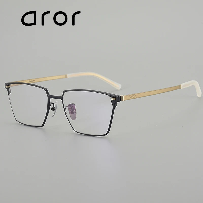 Aror Men's Full Rim Polygon Square Brow Line Titanium Eyeglasses 76008