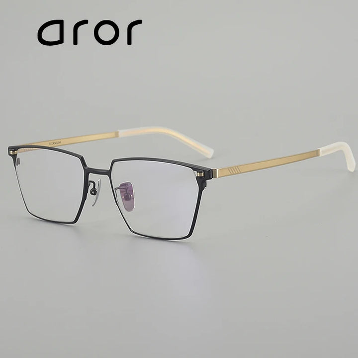 Aror Men's Full Rim Polygon Square Brow Line Titanium Eyeglasses 76008