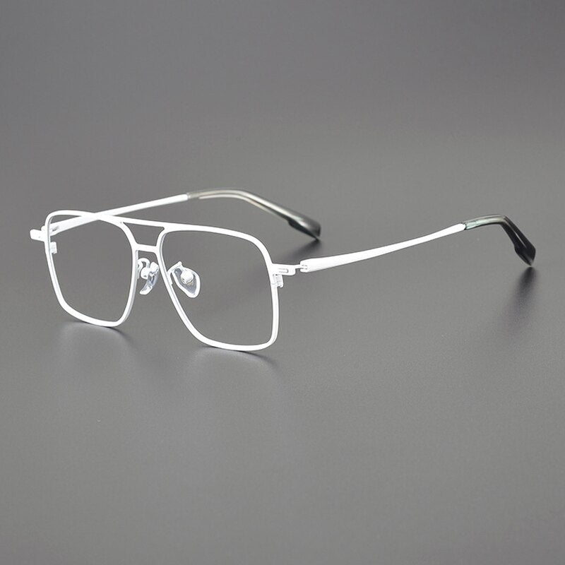 Gatenac Unisex Full Rim Square Double Bridge Titanium Eyeglasses Gxyj1115 Full Rim Gatenac White
