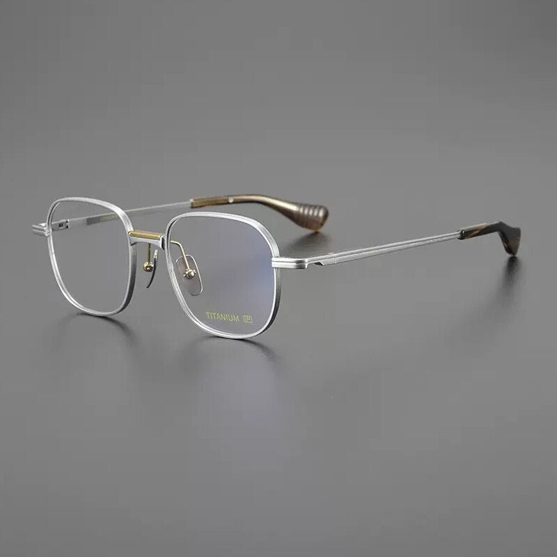 Gatenac Unisex Full Rim Square Titanium Eyeglasses Gxyj1086 Full Rim Gatenac Silver