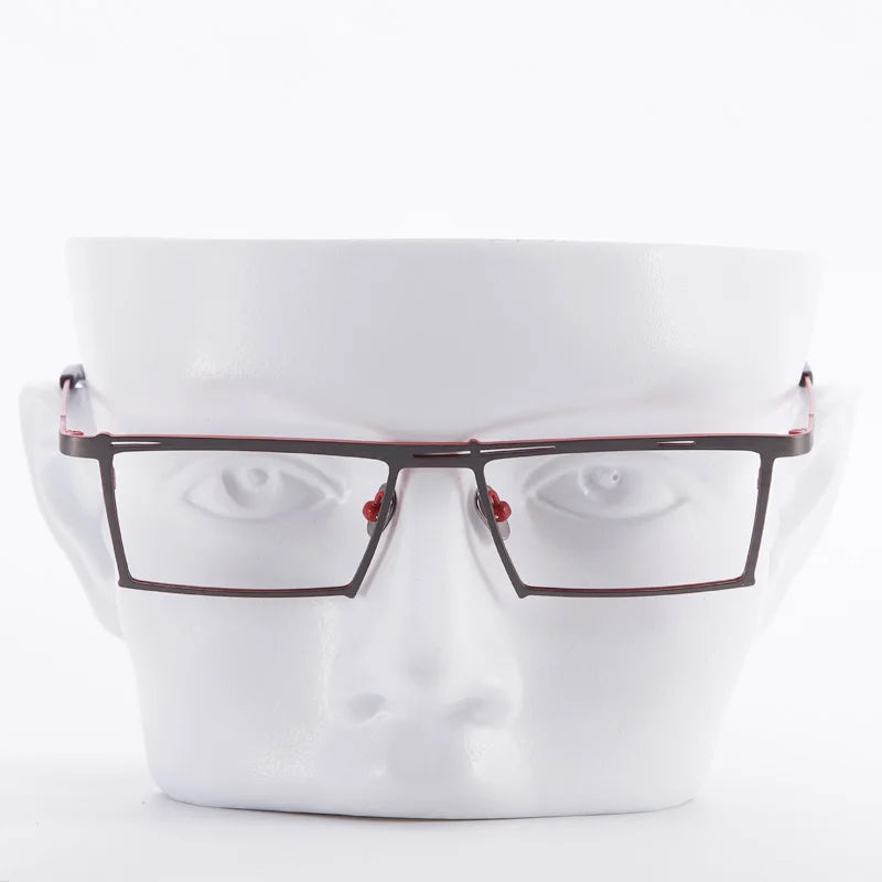 Muzz Unisex Full Rim Small Square Brow Line Titanium Eyeglasses T7760 Full Rim Muzz