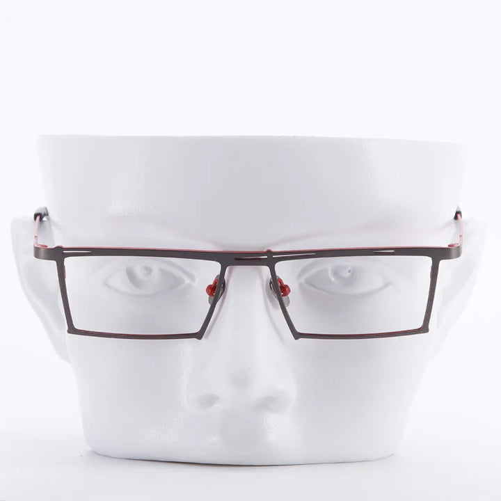 Muzz Unisex Full Rim Small Square Brow Line Titanium Eyeglasses T7760 Full Rim Muzz