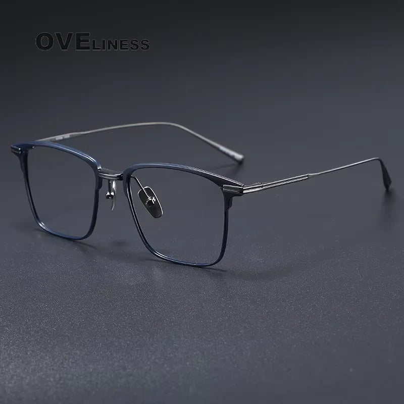 Oveliness Men's Full Rim Square Titanium + Acetate Eyeglasses 81148