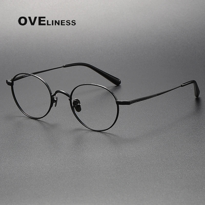 Oveliness Unisex Full RIm Round Titanium Eyeglasses 01tr Full Rim Oveliness black