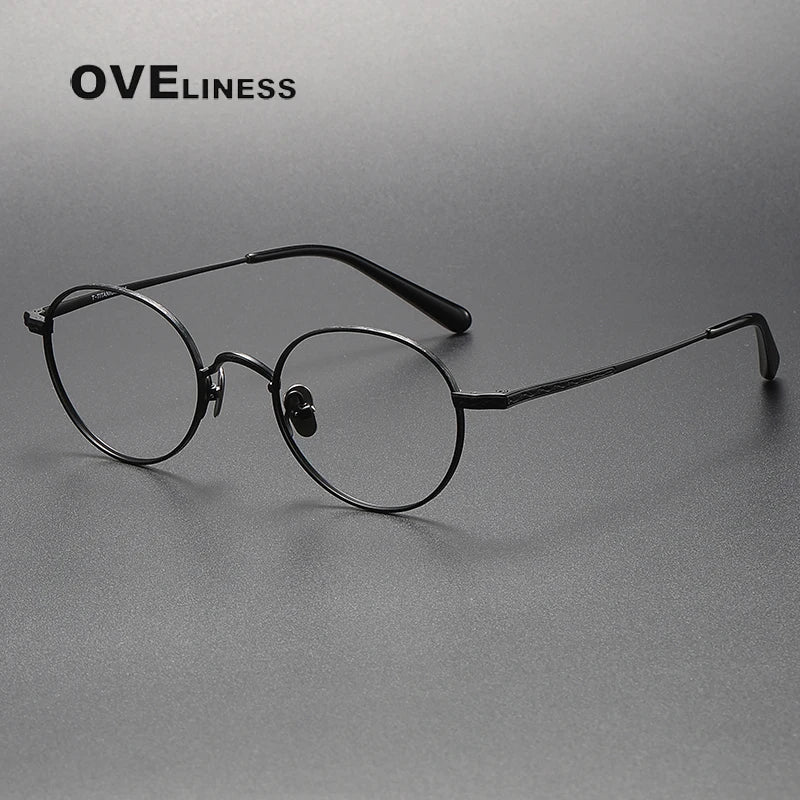 Oveliness Unisex Full RIm Round Titanium Eyeglasses 01tr Full Rim Oveliness black  