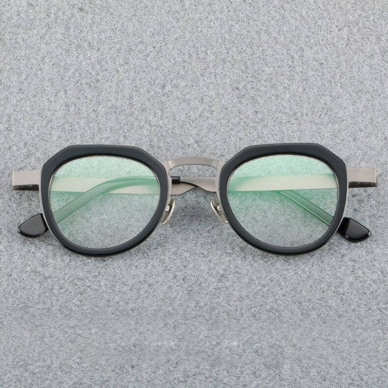 Muzz Men's Full Rim Square Acetate Titanium Alloy Eyeglasses 58081 Full Rim Muzz C1