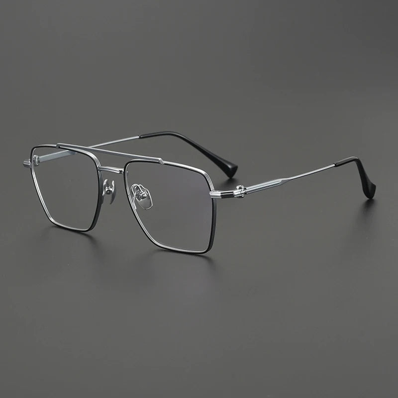 Gatenac Unisex Full Rim Big Square Double Bridge Titanium Eyeglasses G4009