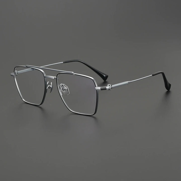 Gatenac Unisex Full Rim Big Square Double Bridge Titanium Eyeglasses G4009