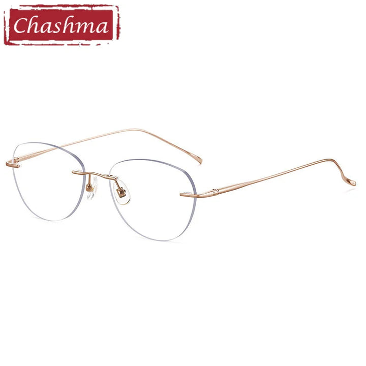 Chashma Ottica Women's Rimless Polygon Titanium Eyeglasses 98925 Rimless Chashma Ottica Rose Gold