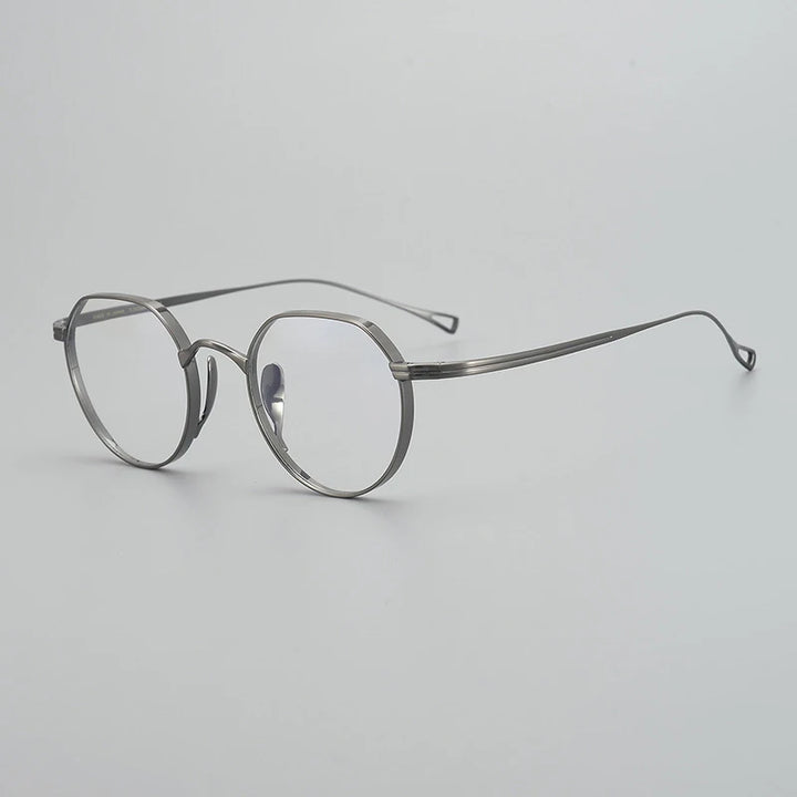 Gatenac Unisex Full Rim Small Flat Top Round Titanium Eyeglasses Gxyj1449 Full Rim Gatenac Gun